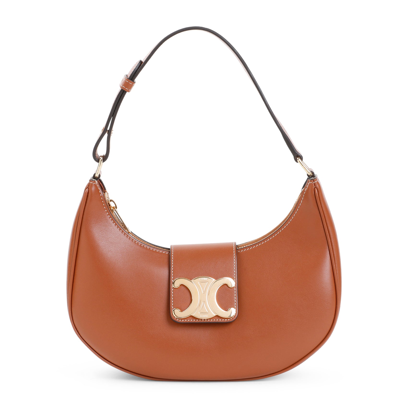 Medium Ava Triomphe Shoulder Bag Brown Calfskin