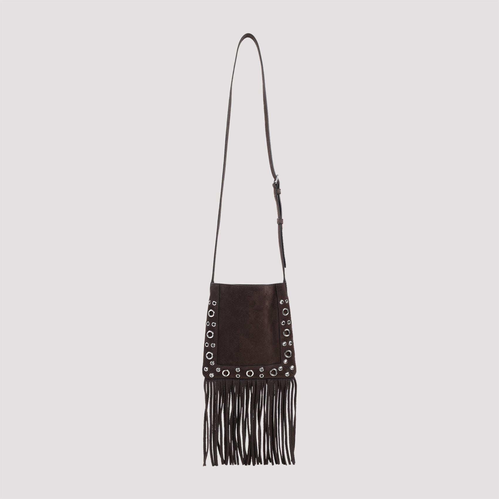 Small Cross Body Bag Brown Suede Leather