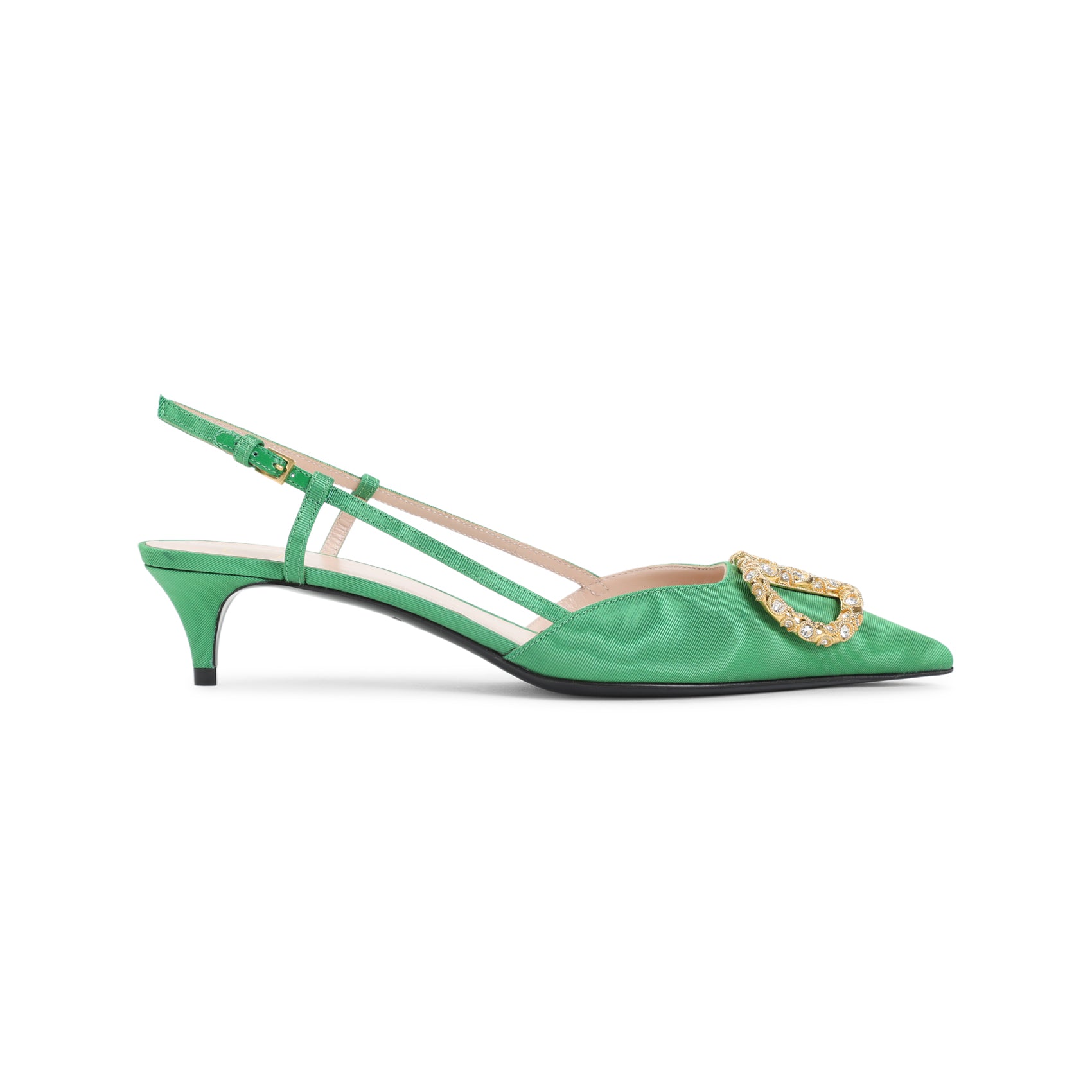 Sling Back Green Viscose Shoe