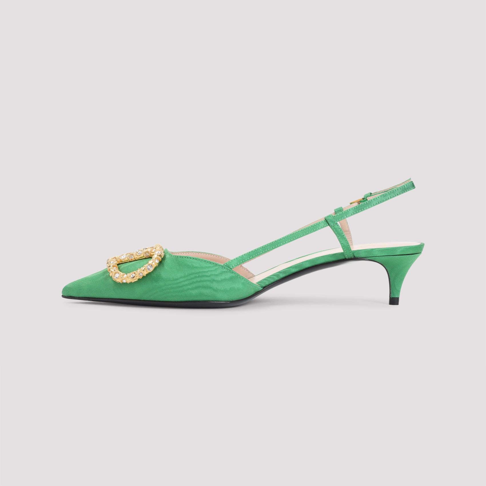 Sling Back Green Viscose Shoe
