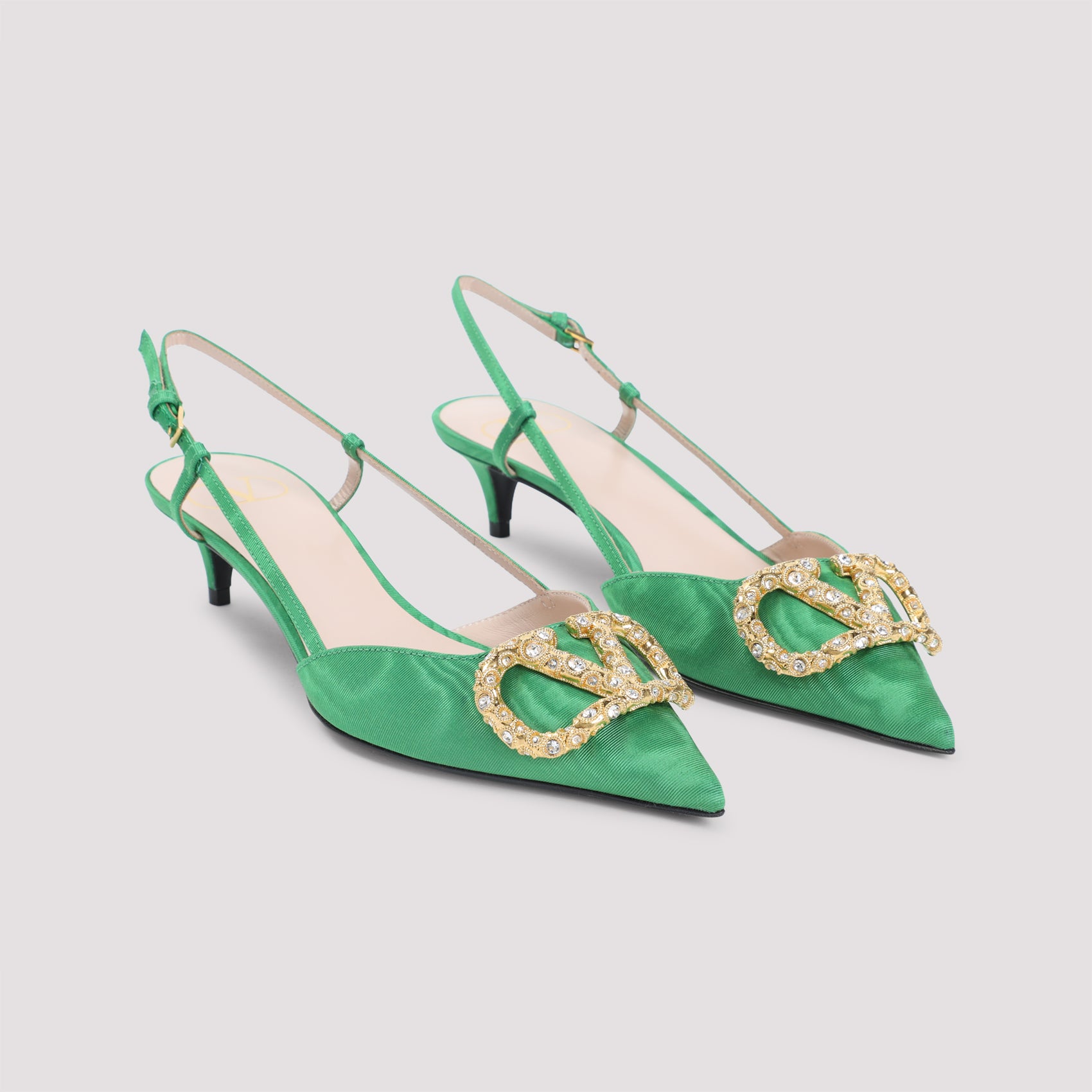 Sling Back Green Viscose Shoe