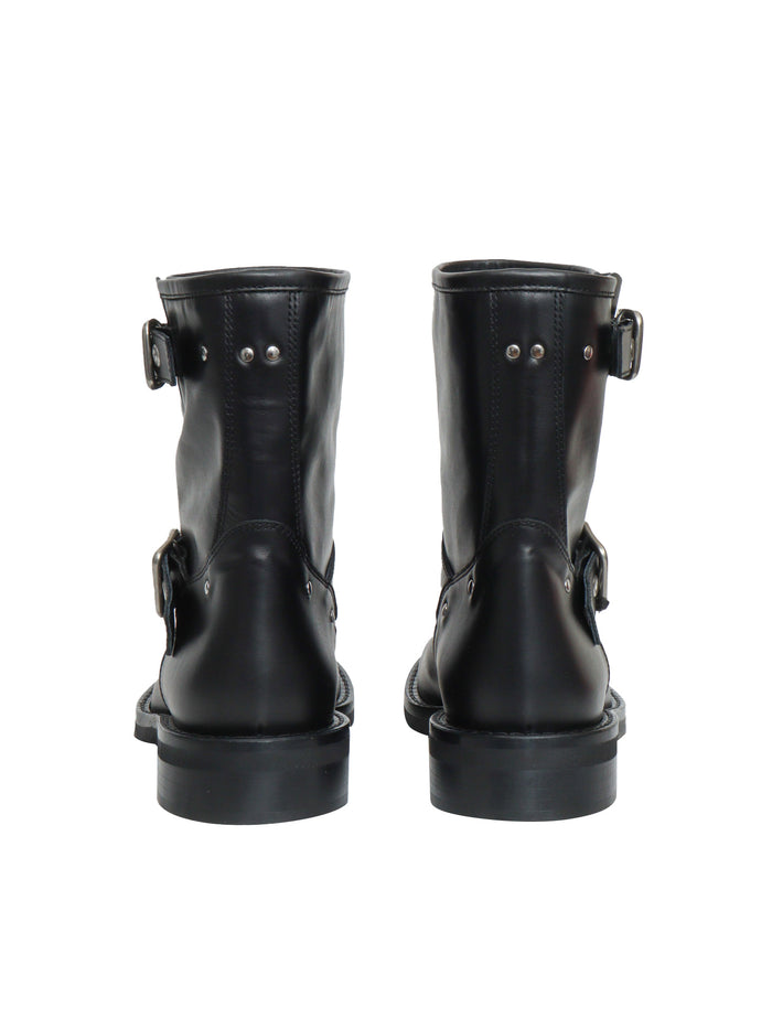 Black biker boots Leather Sole Booties