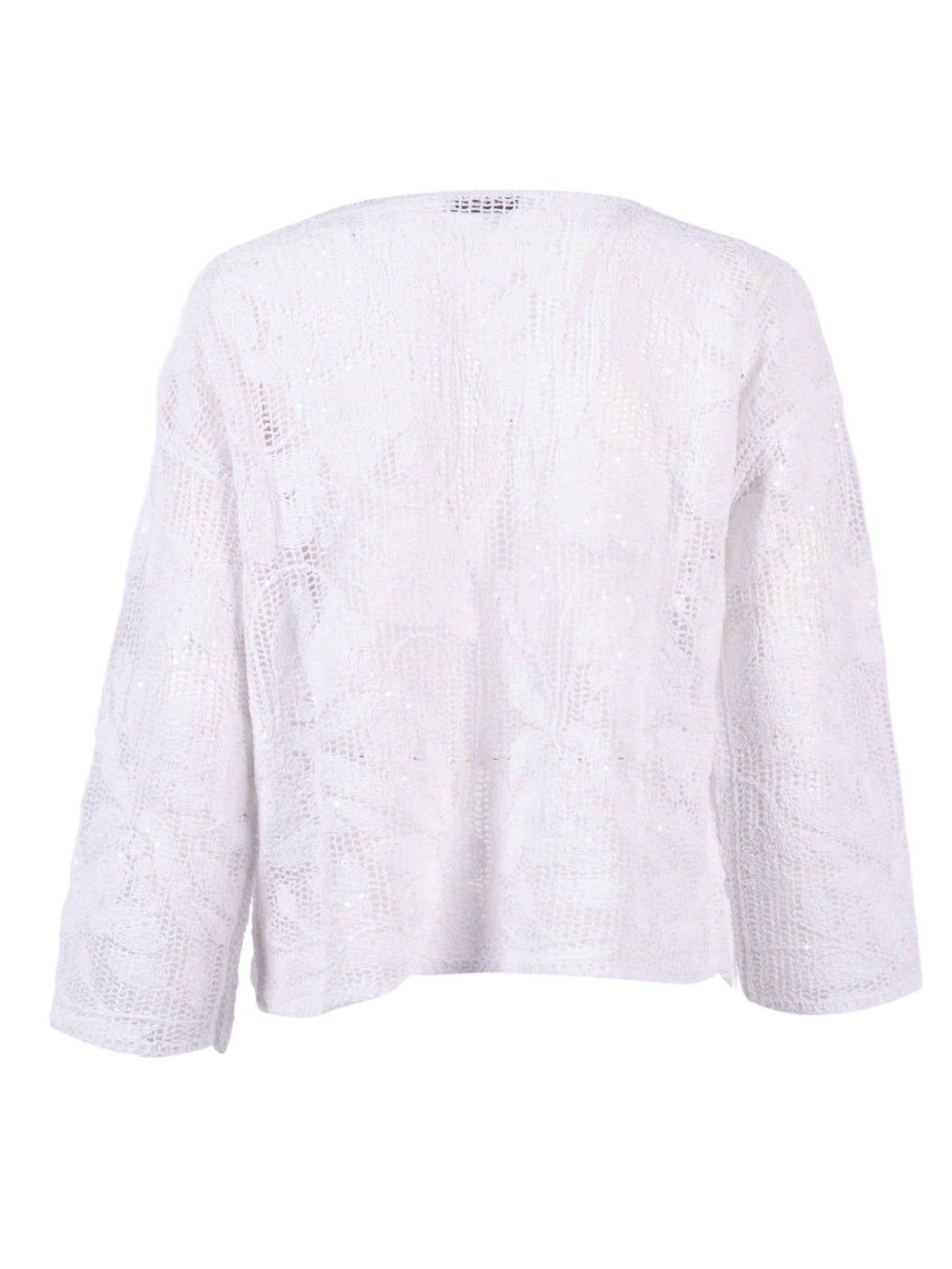 Crew Neck With Cornely Embroidery And Sequins White Cotton Polyamide Crewneck