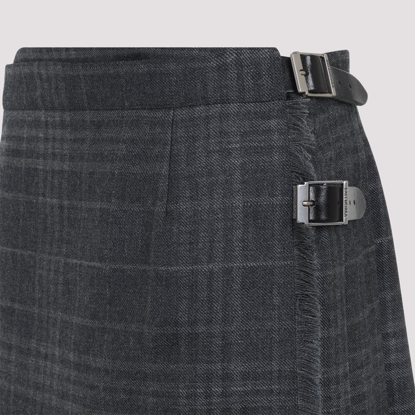 Pleated Mini Skirt Grey Wool
