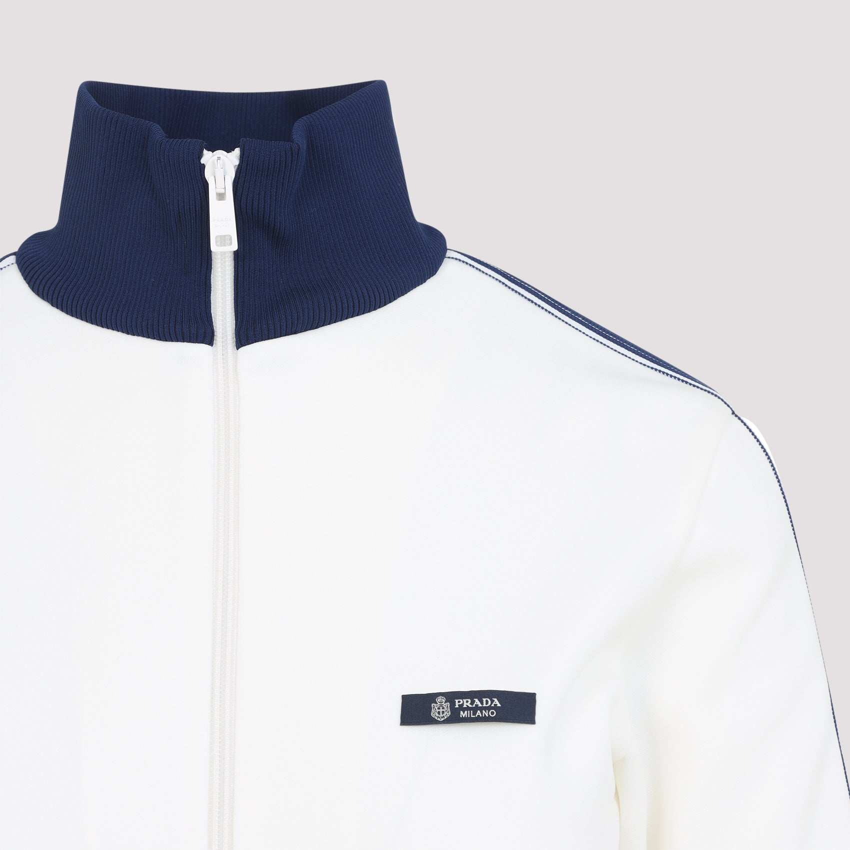 Zip-Up Logo Jacket White Polyester