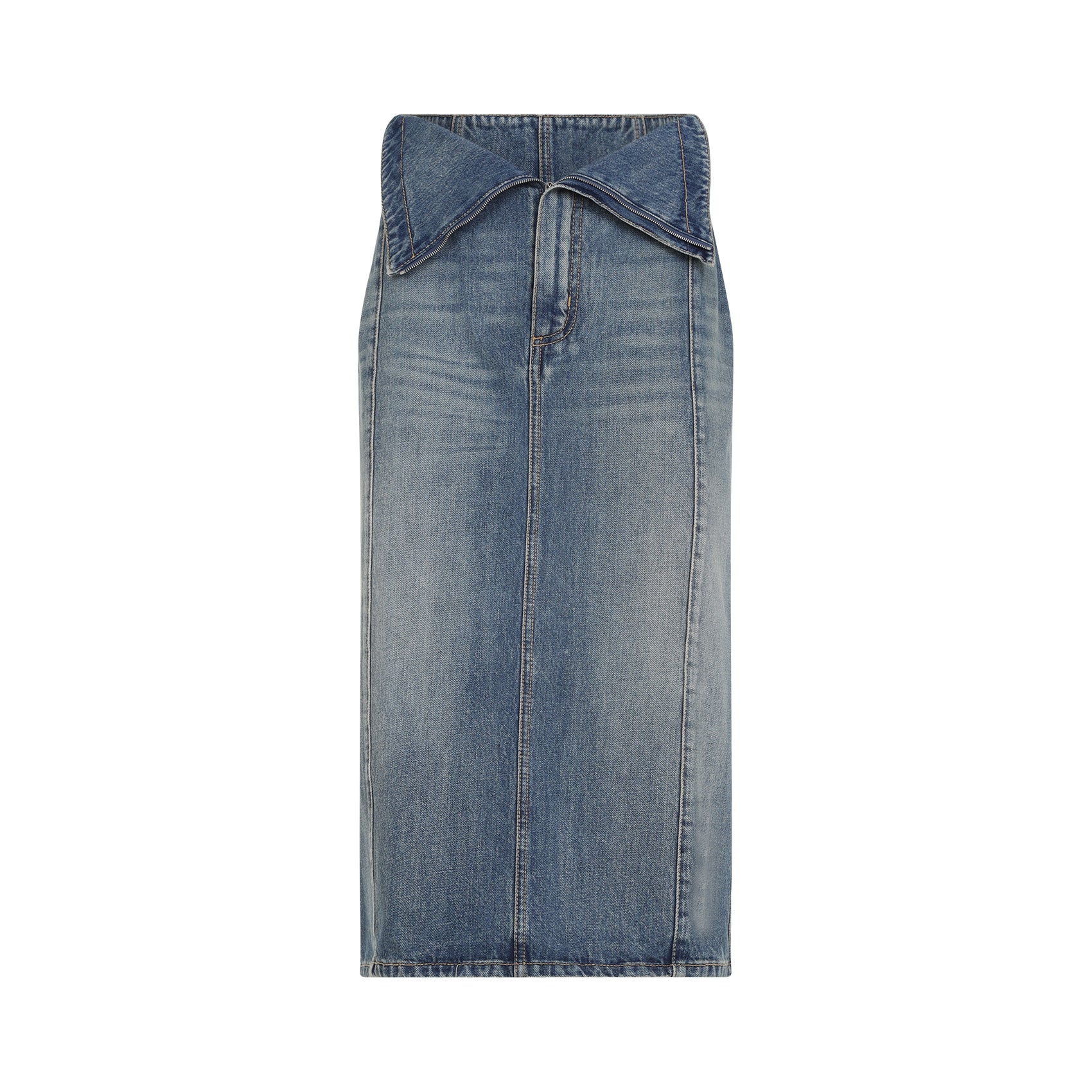 Cotton Midi Skirt Blue