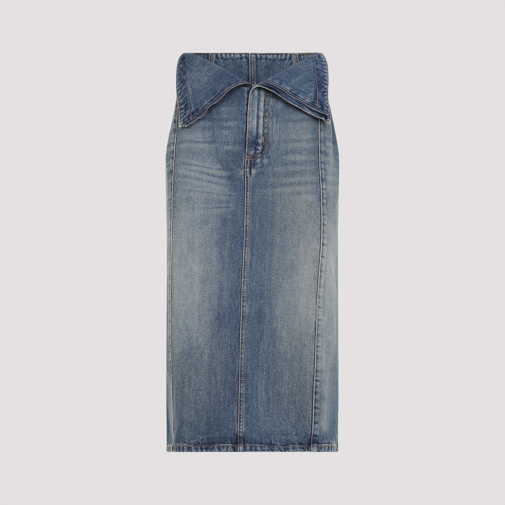 Cotton Midi Skirt Blue