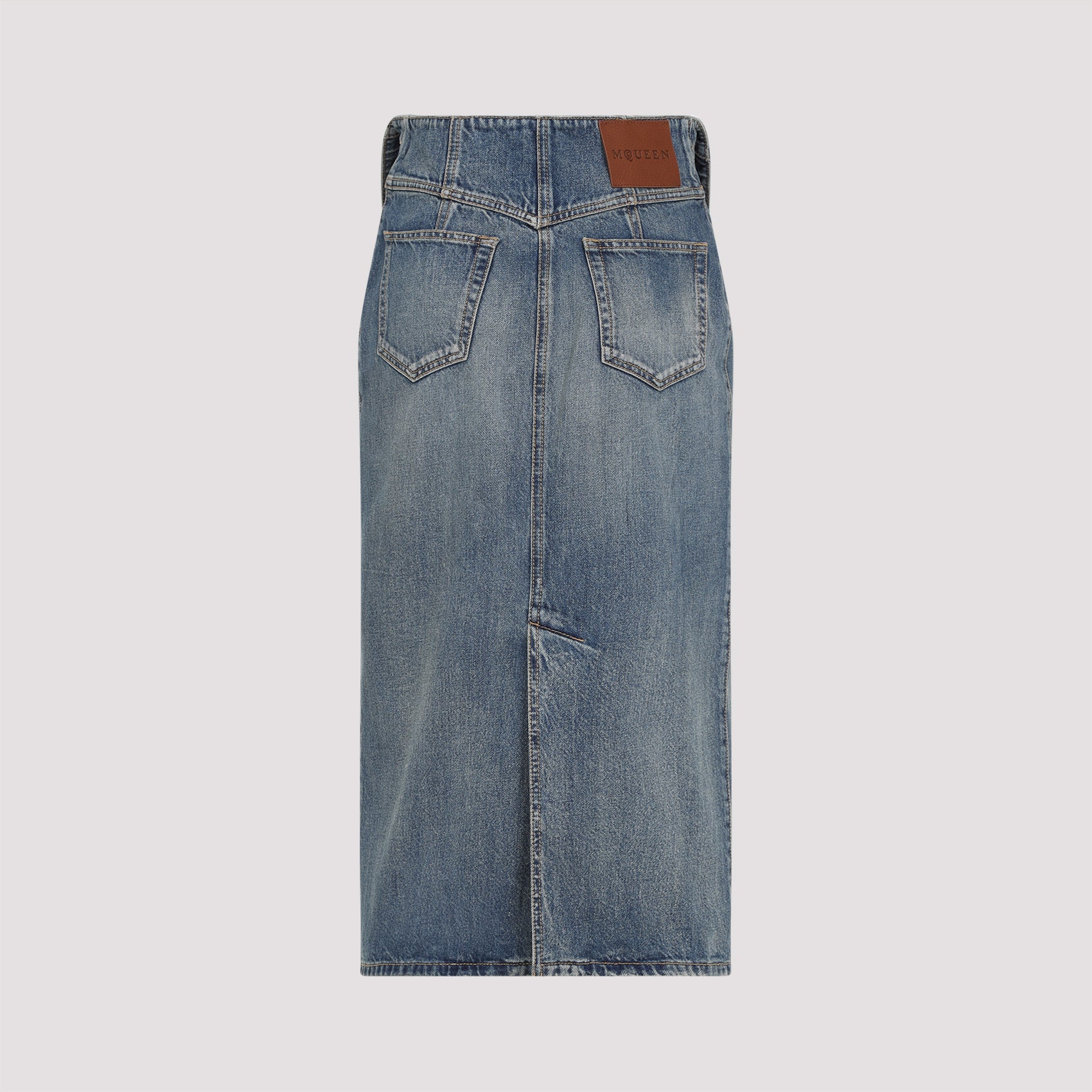 Cotton Midi Skirt Blue