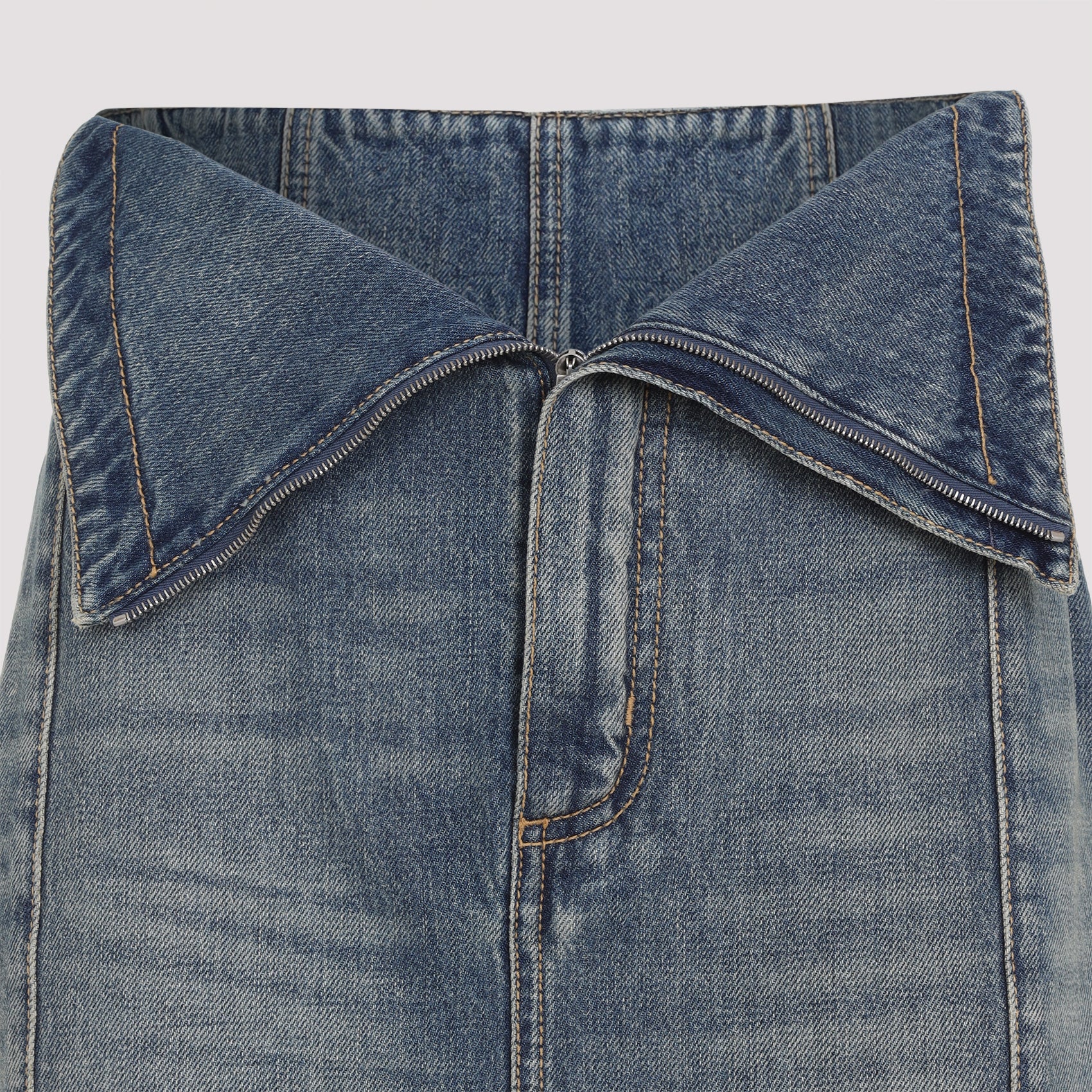 Cotton Midi Skirt Blue