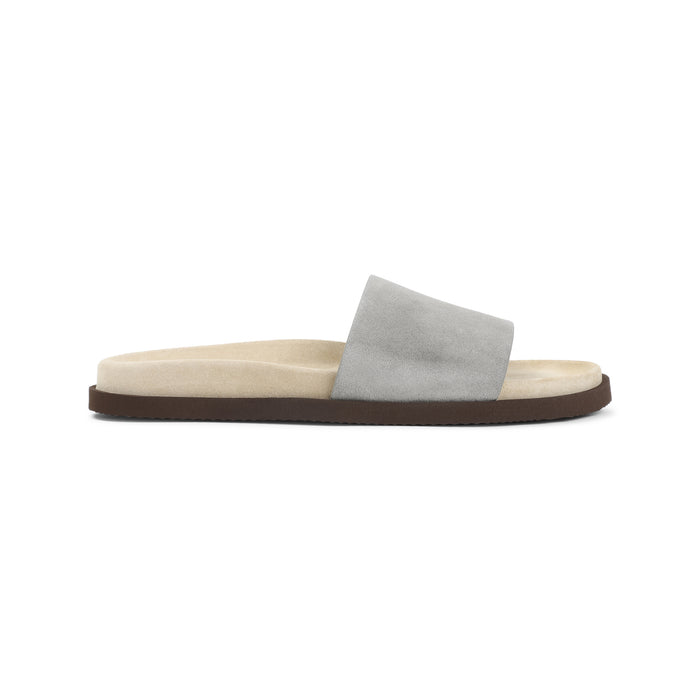 Flat Sandal Grey Suede Leather Rubber