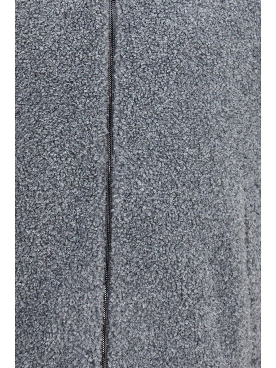 Jacket Teddy-Effect Hooded Light Grey Polyester