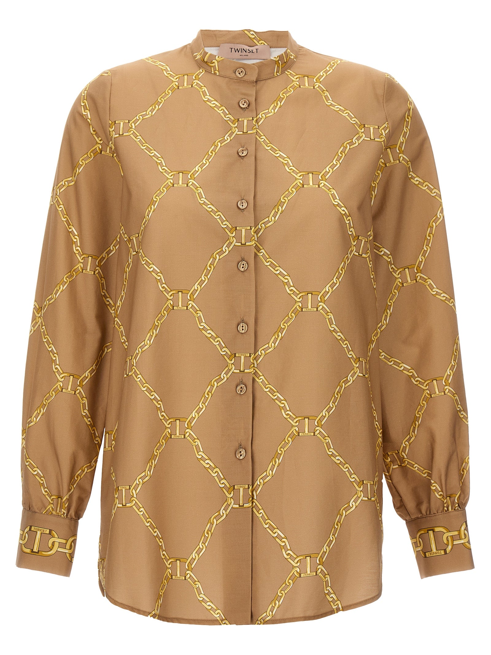 Print shirt Beige Cotton Shirt, Blouse