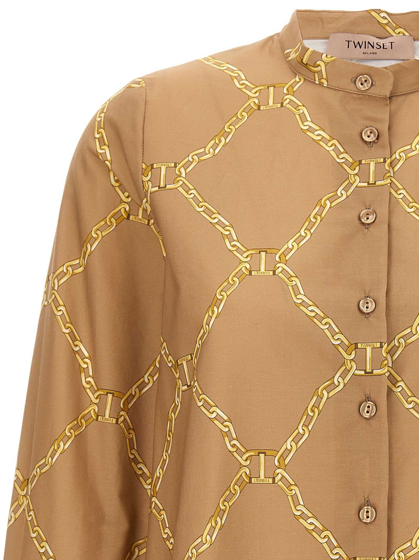 Print shirt Beige Cotton Shirt, Blouse