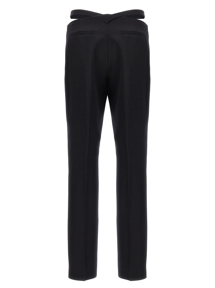 Belt detail trousers Black Virgin Wool Pant