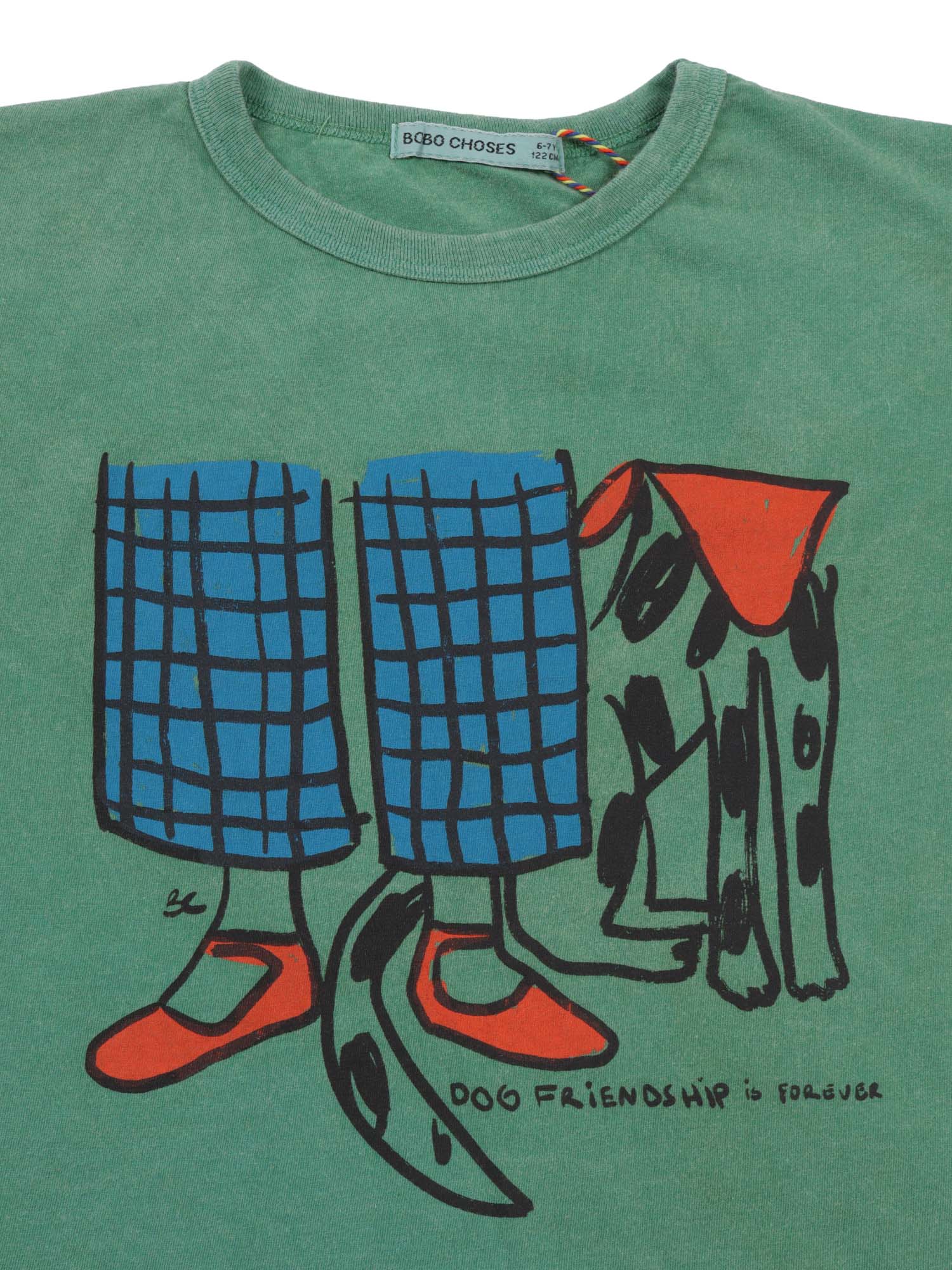 Dog Friendship T-shirt Green Organic Cotton Short Sleeves