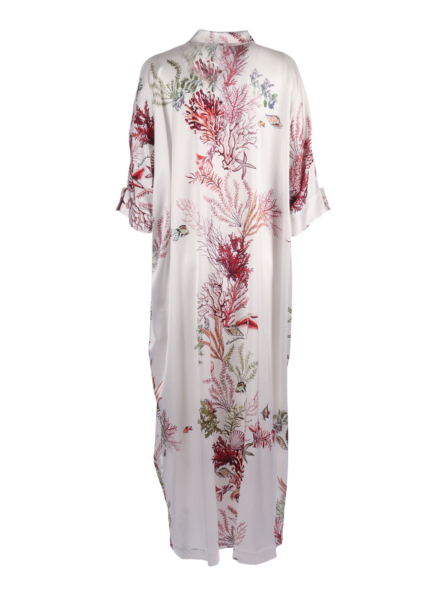 Silk Long Kaftan White Elastane Dress
