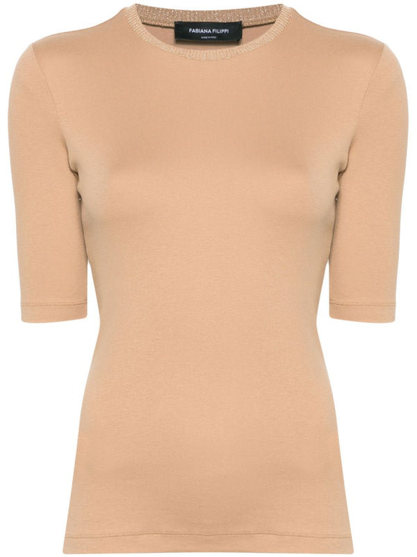 Fabiana Filippi Cotton 94% t-shirt in caramel