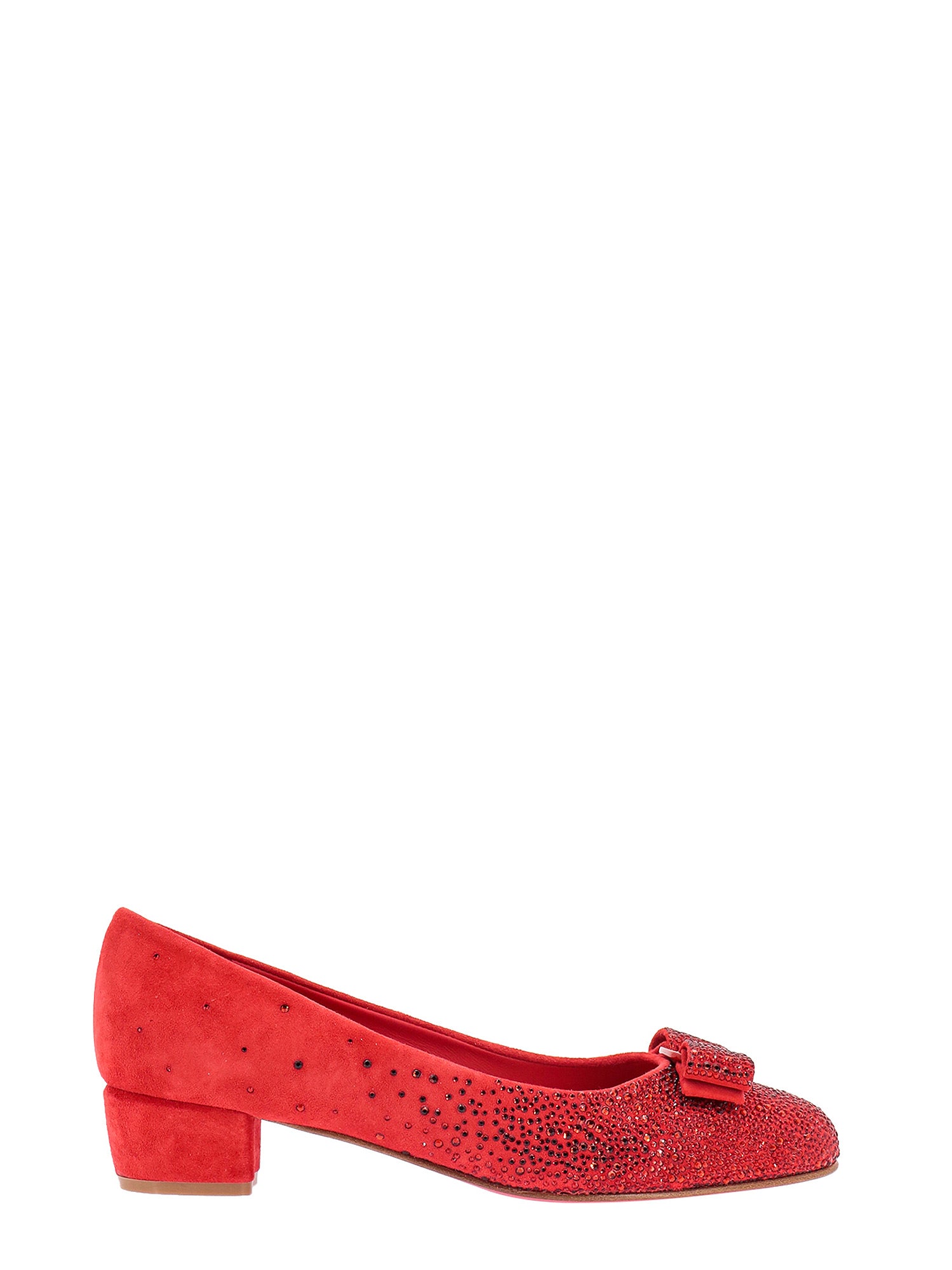 Ferragamo With Heel Red Suede/pelle