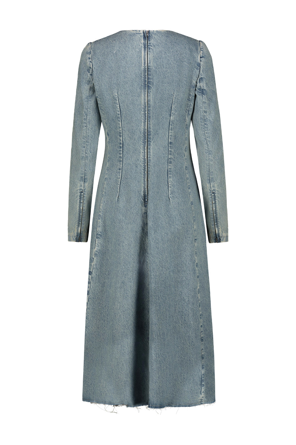 Denim Midi Dress Blue Cotton Abito