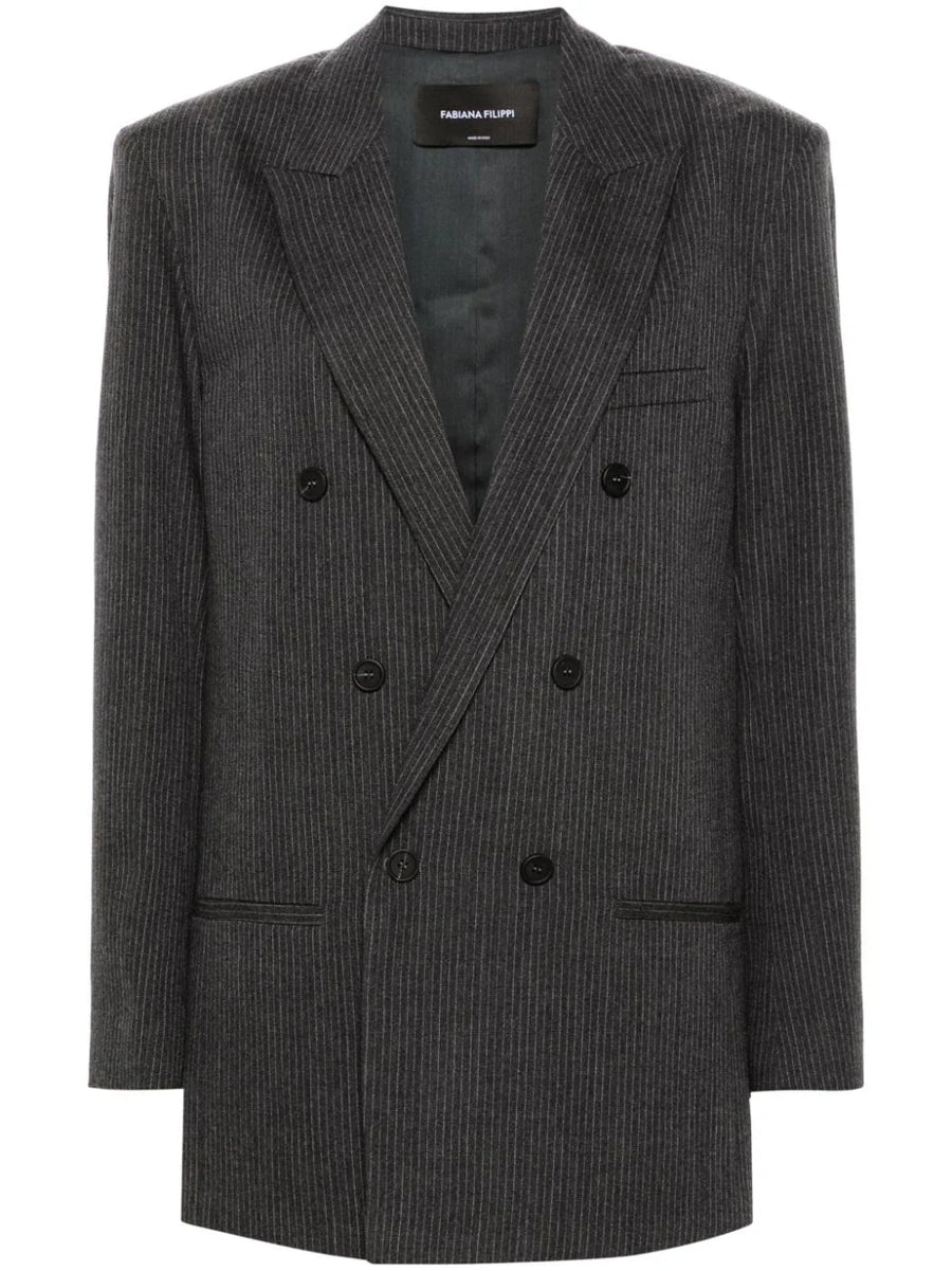 Fabiana Filippi Outer: Merino 100% blazer in charcoal