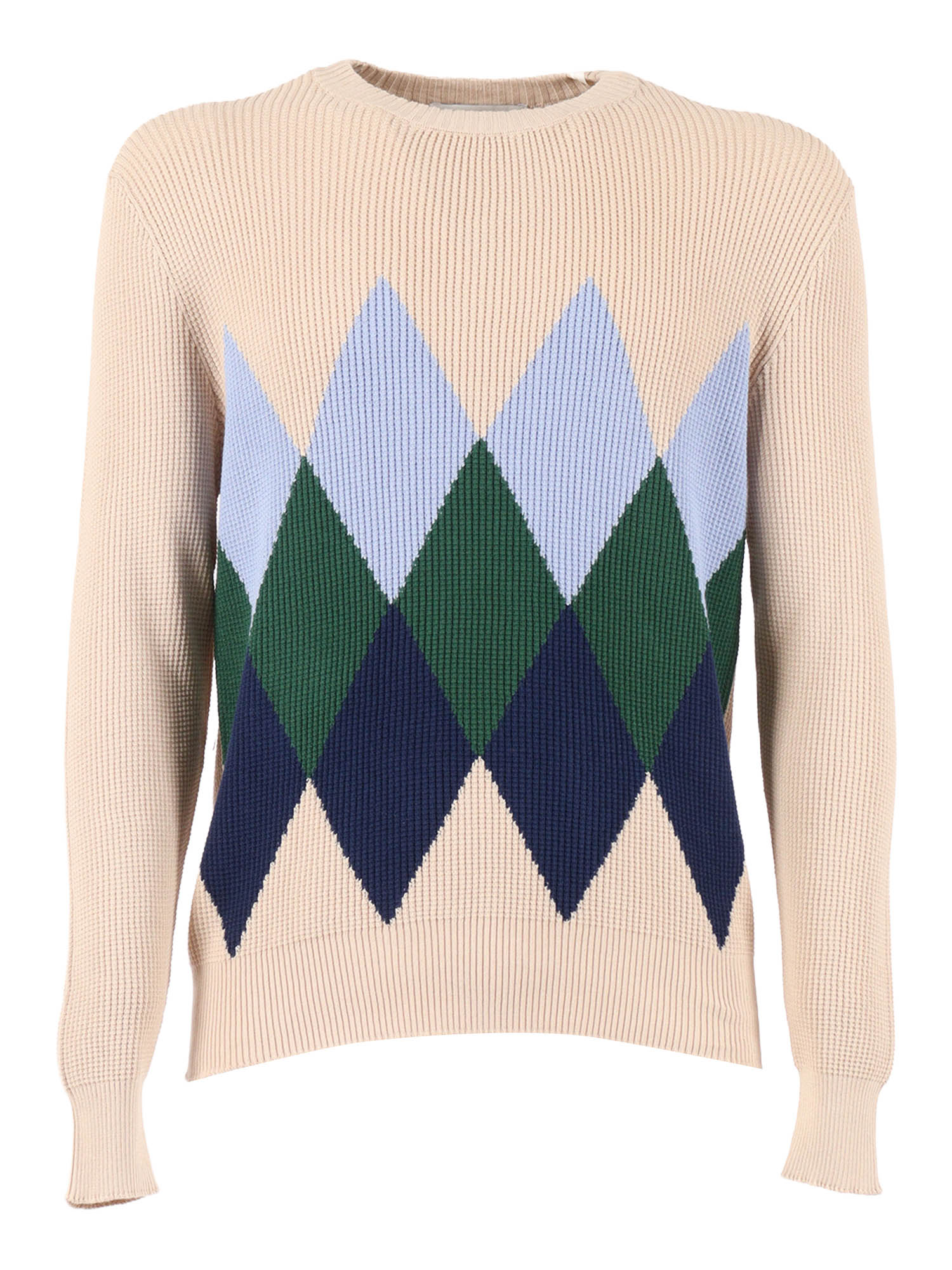 R NECK PULLOVER Beige Cotton Crewneck