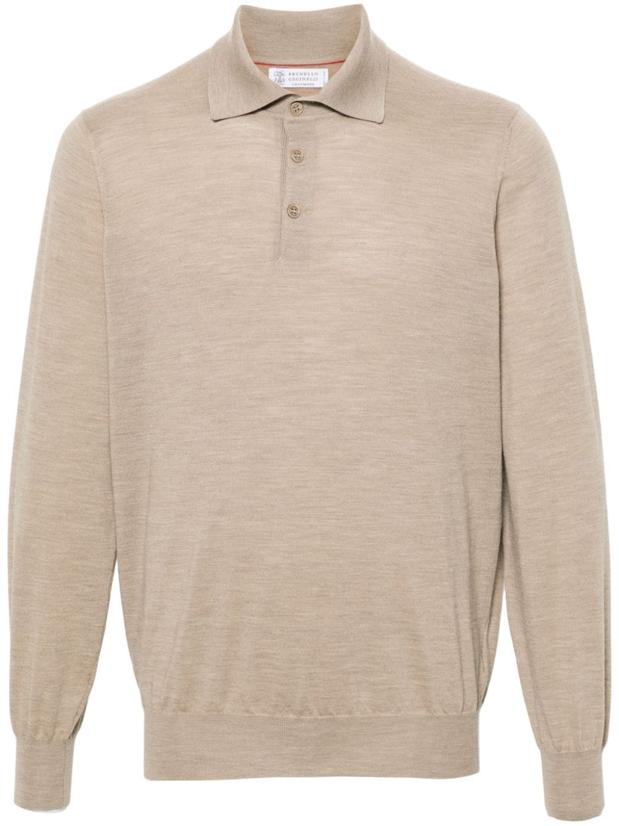 Brunello Cucinelli Virgin Wool 90% polo in beige