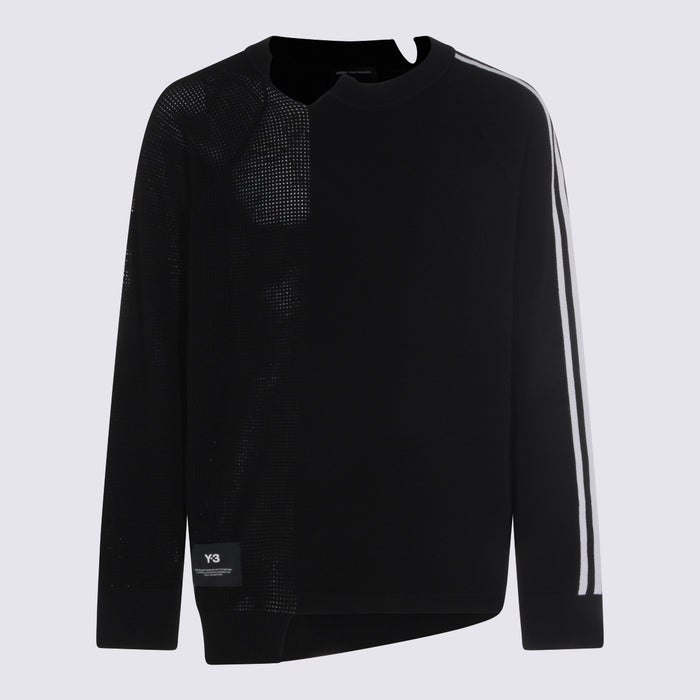 Y-3 Sweaters Black-chalk White _rayon Pet-rec
