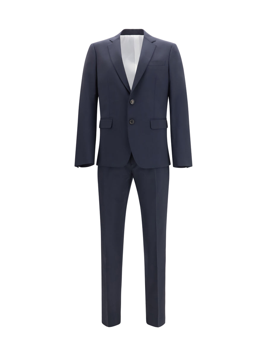 Suit Single-Breasted Wool-Blend Navy Blue Wool (fleece) Suits