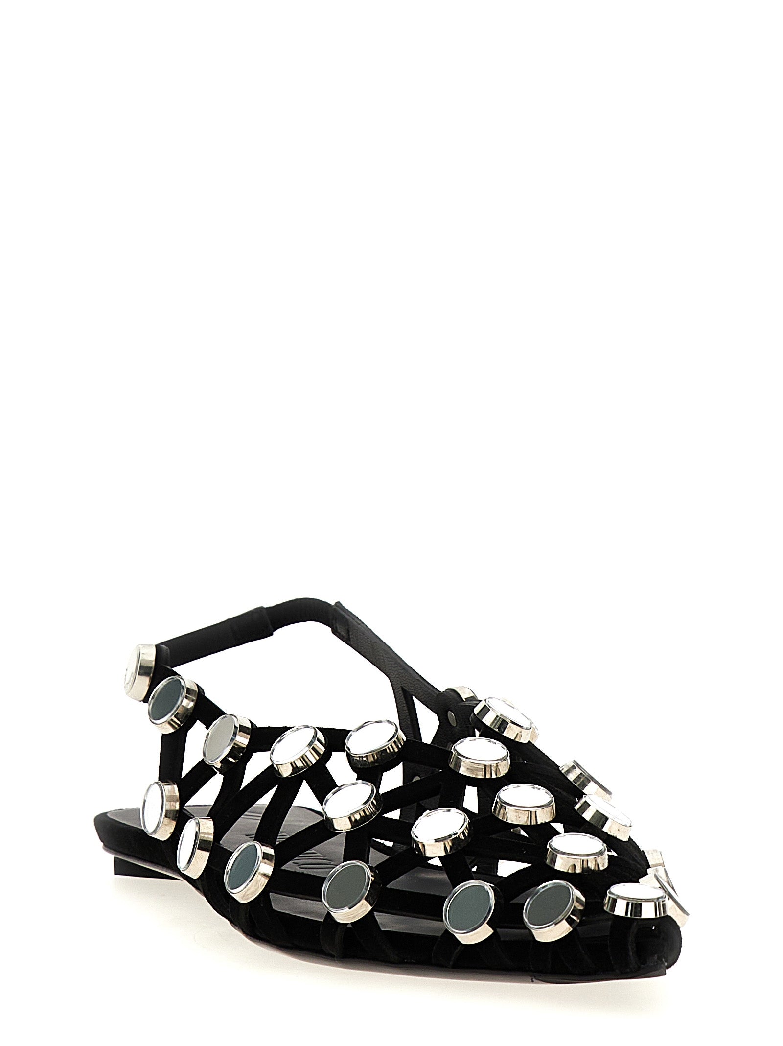 Grid slingback Black Flat Shoes