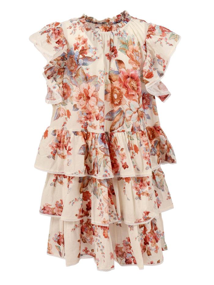 Awaken Kids Flutter Dress Beige Cotton Lining