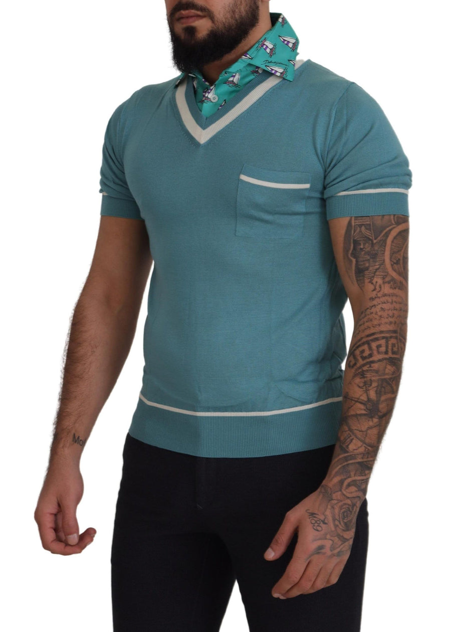 Dolce & Gabbana 100% Silk polo in blue