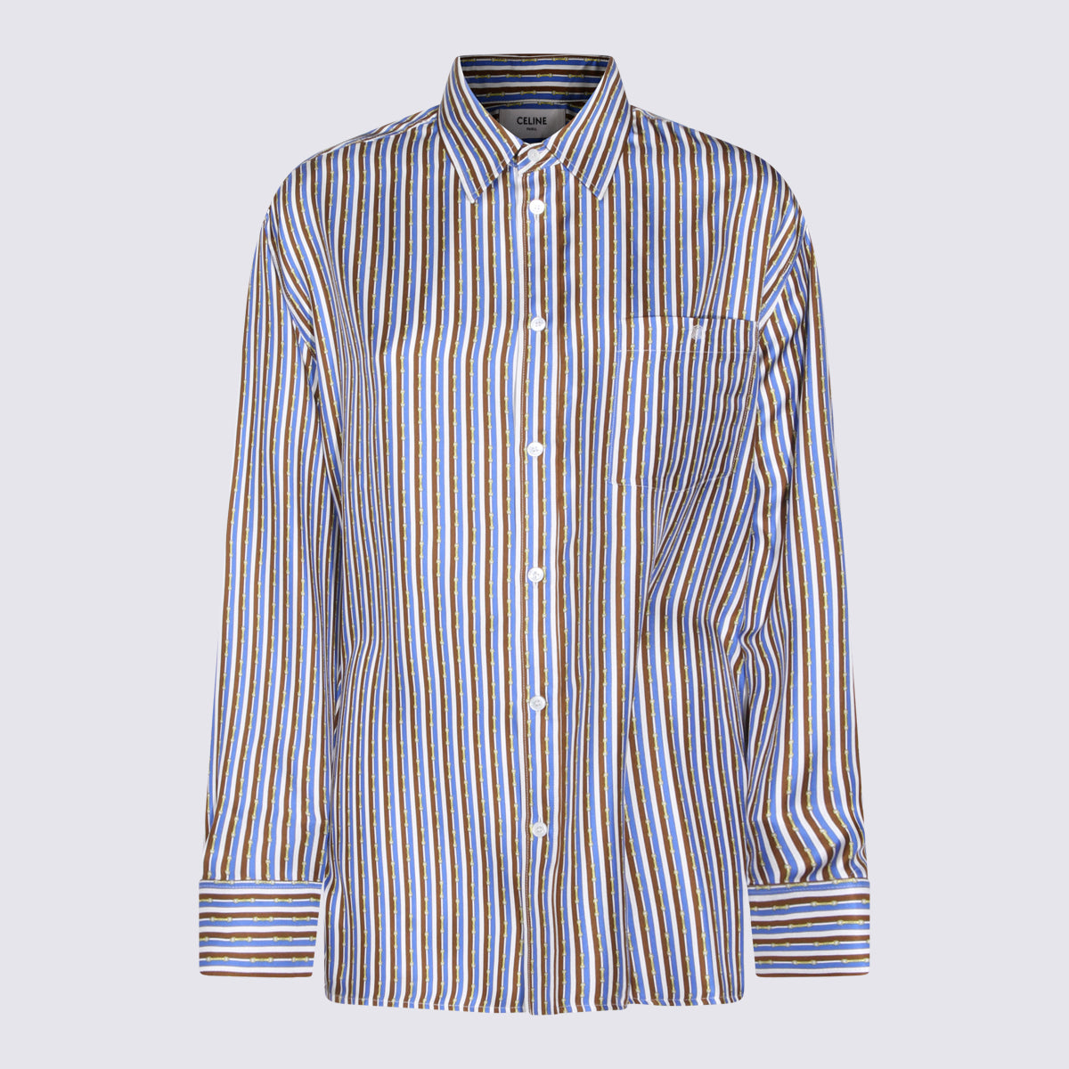 Céline Shirts Blue/brown/ivory _si