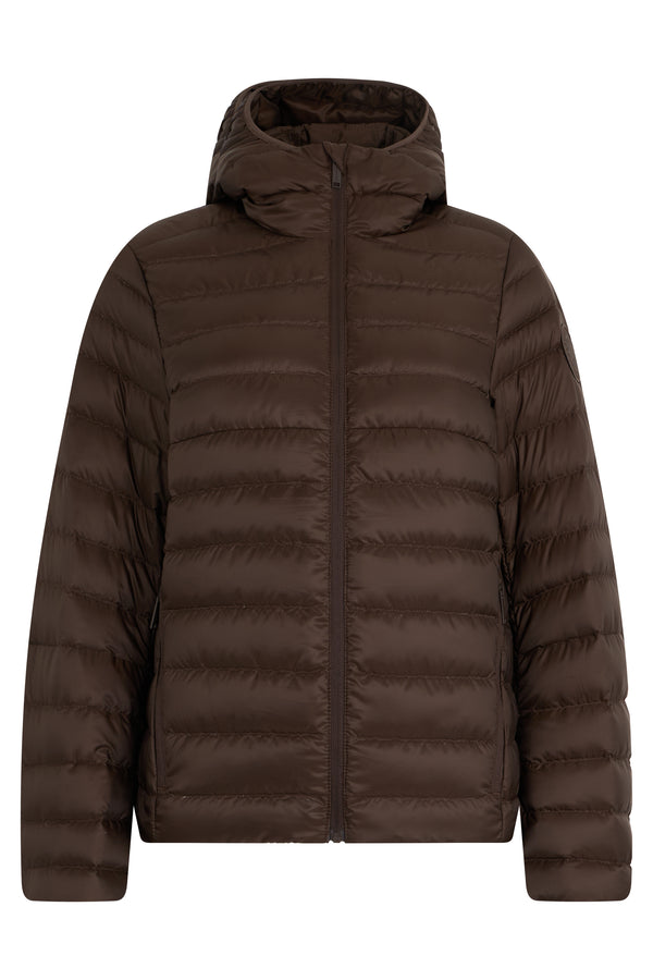 Padded Jacket With Hood — Brown Polyamide Puffer