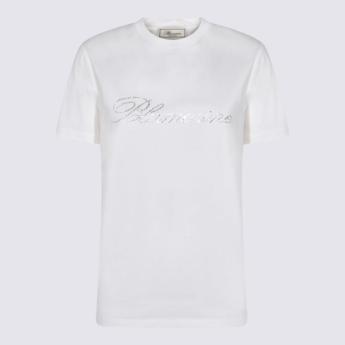 Blumarine T-Shirts And Polos Natural White/crysta _co