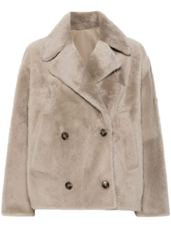Yves Salomon Lamb Skin 100% coat in beige