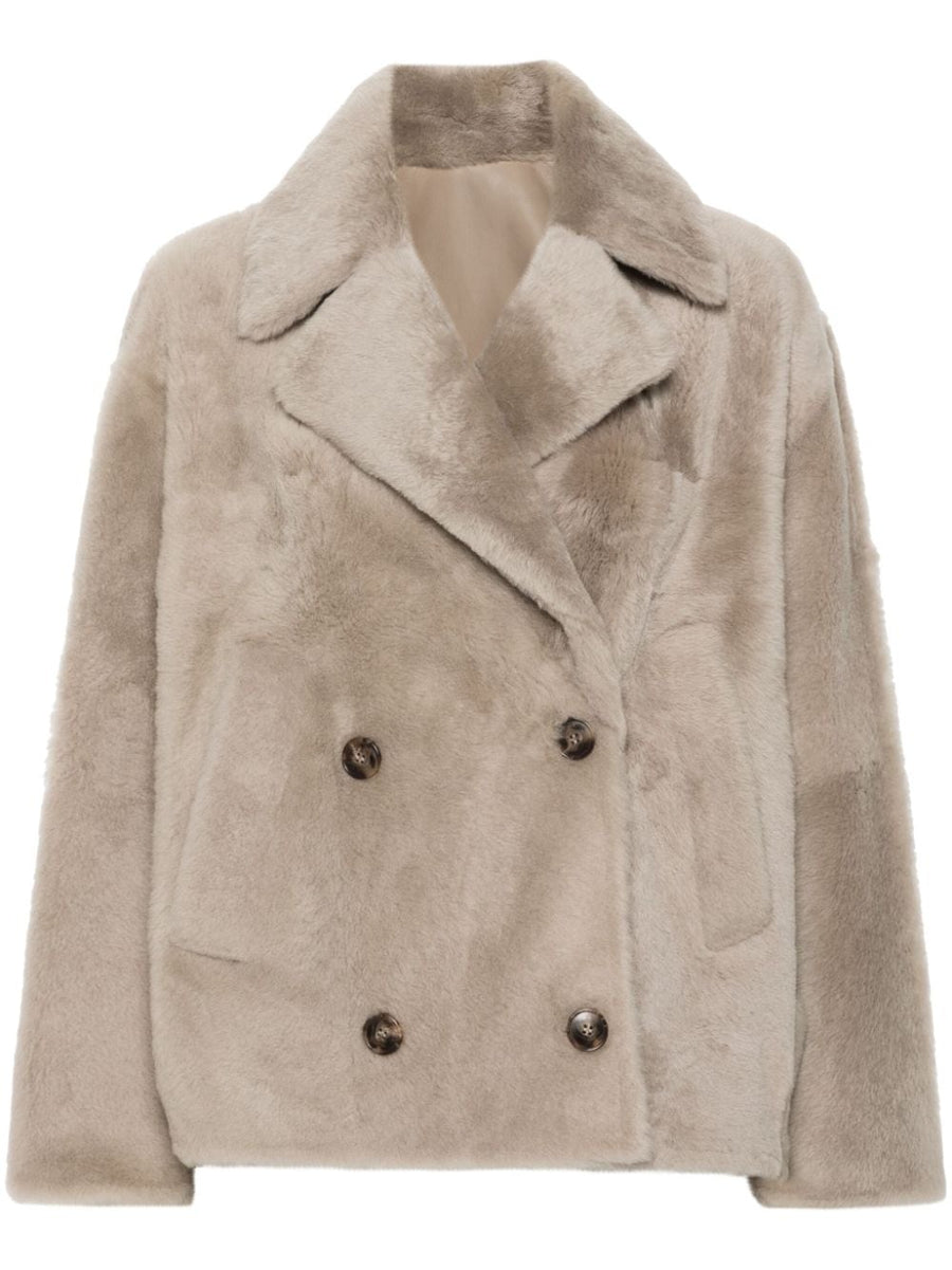 Yves Salomon Lamb Skin 100% coat in beige