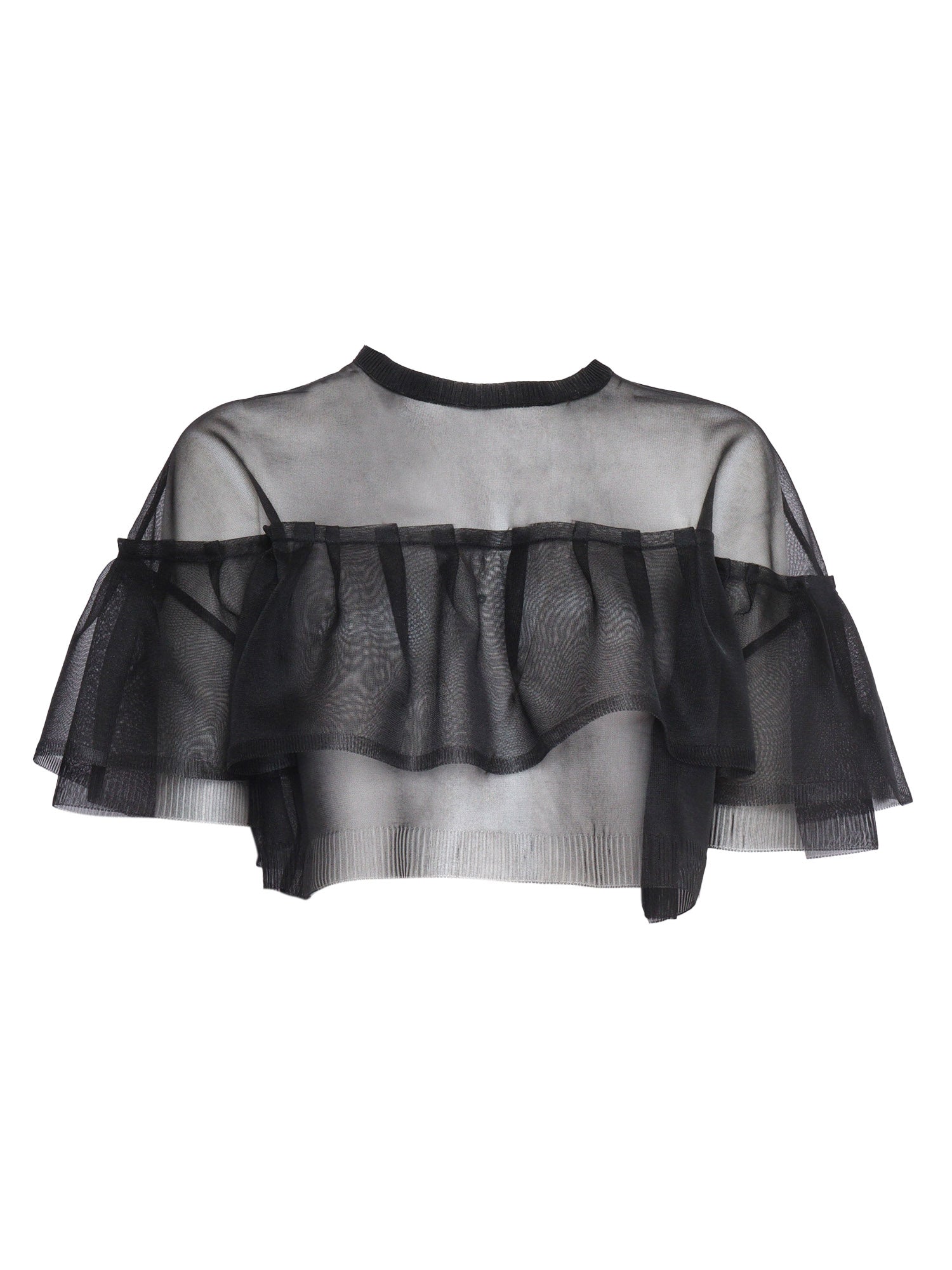 Transparent shirt with ruffle Black Polyamide Polyester Top