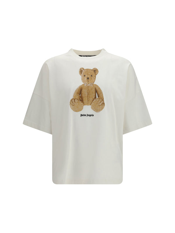 T-Shirt Bear Print Off White-Brown White/brown Cotton T-shirts