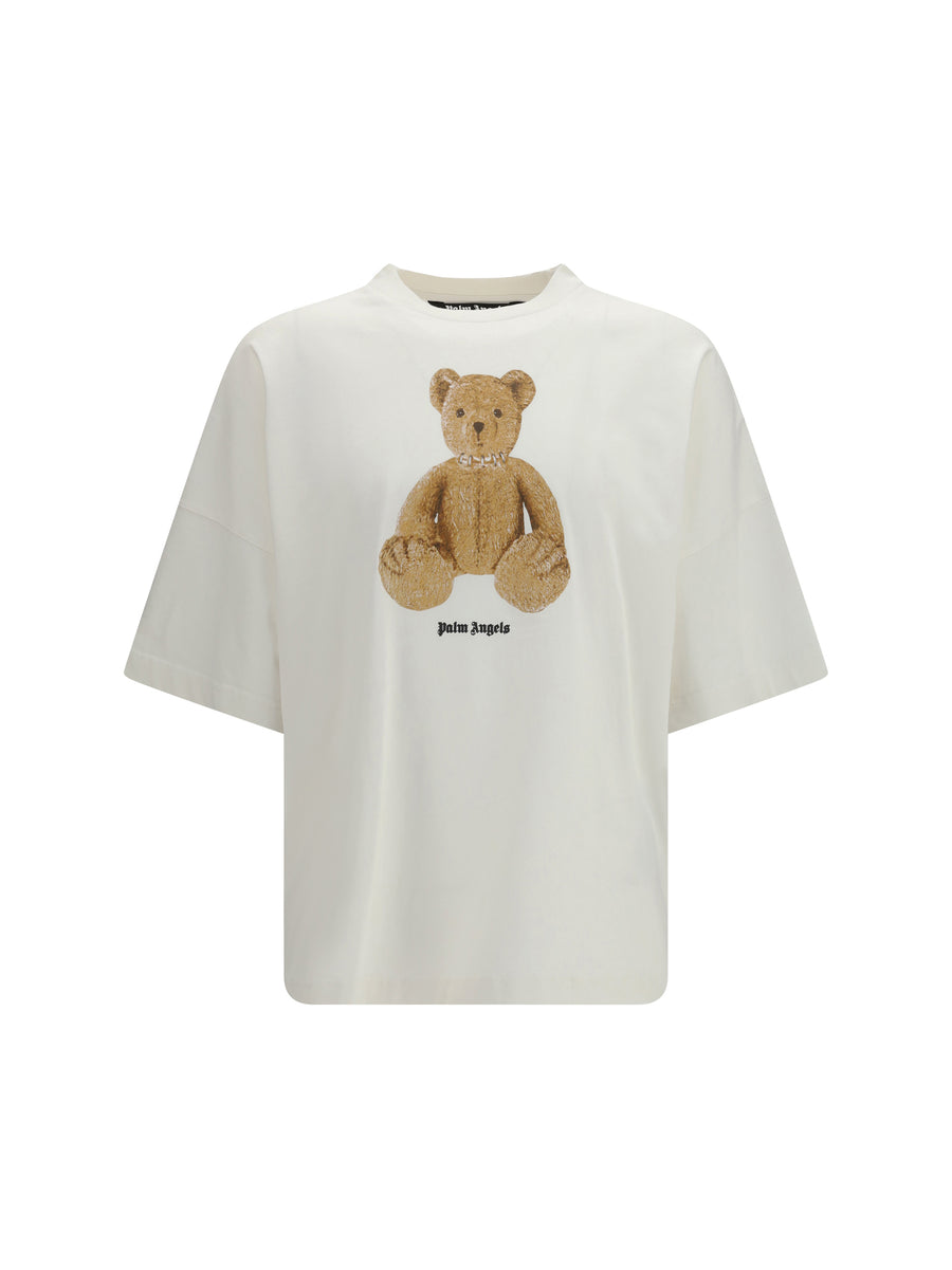 T-Shirt Bear Print Off White-Brown White/brown Cotton T-shirts