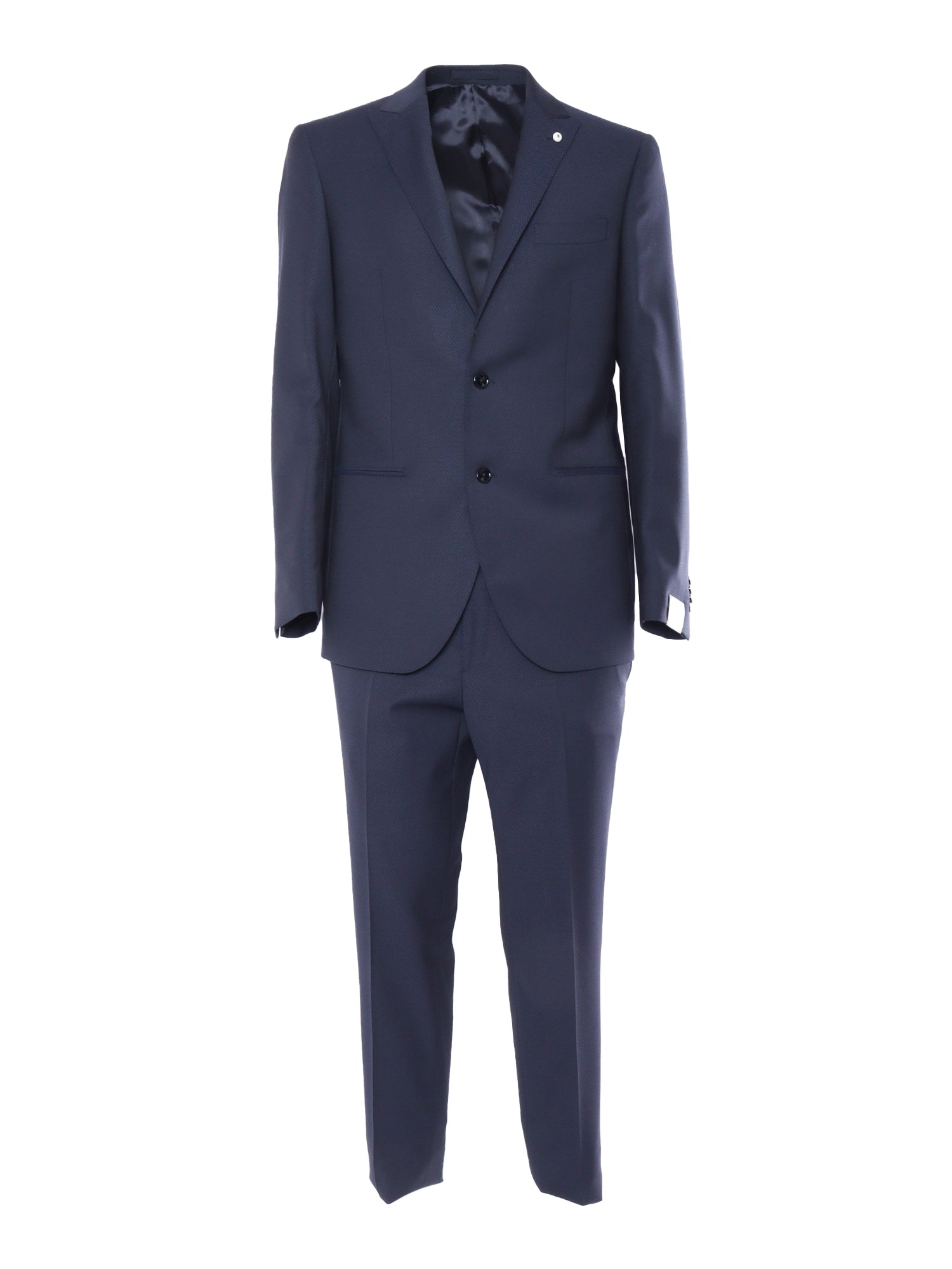 2-pieces elegant suit Blue Virgin Wool Elastane Jacket