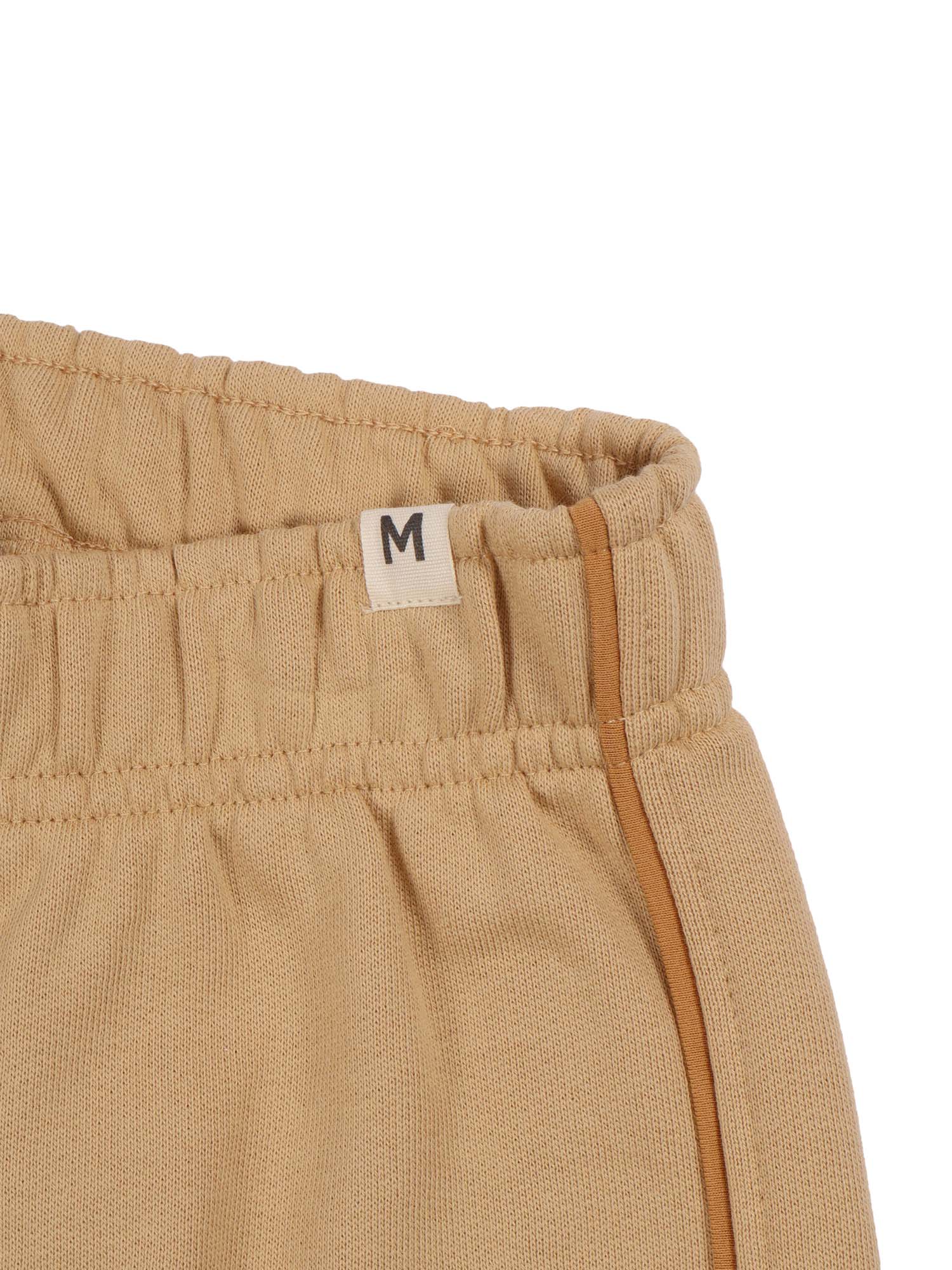 Plain Piping Sweatpants Beige Organic Cotton Trackpants
