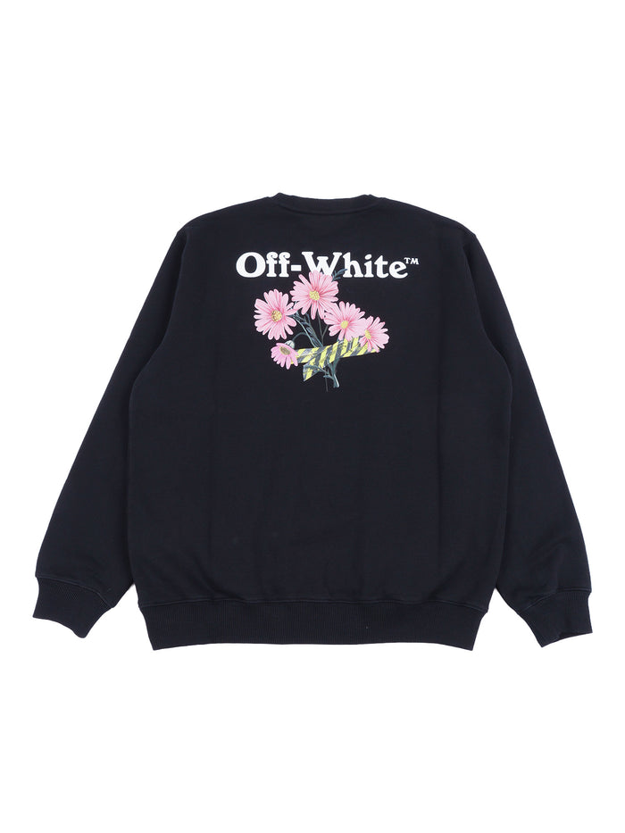 DAISY TAPE CREWNECK Black Cotton Sweatshirt