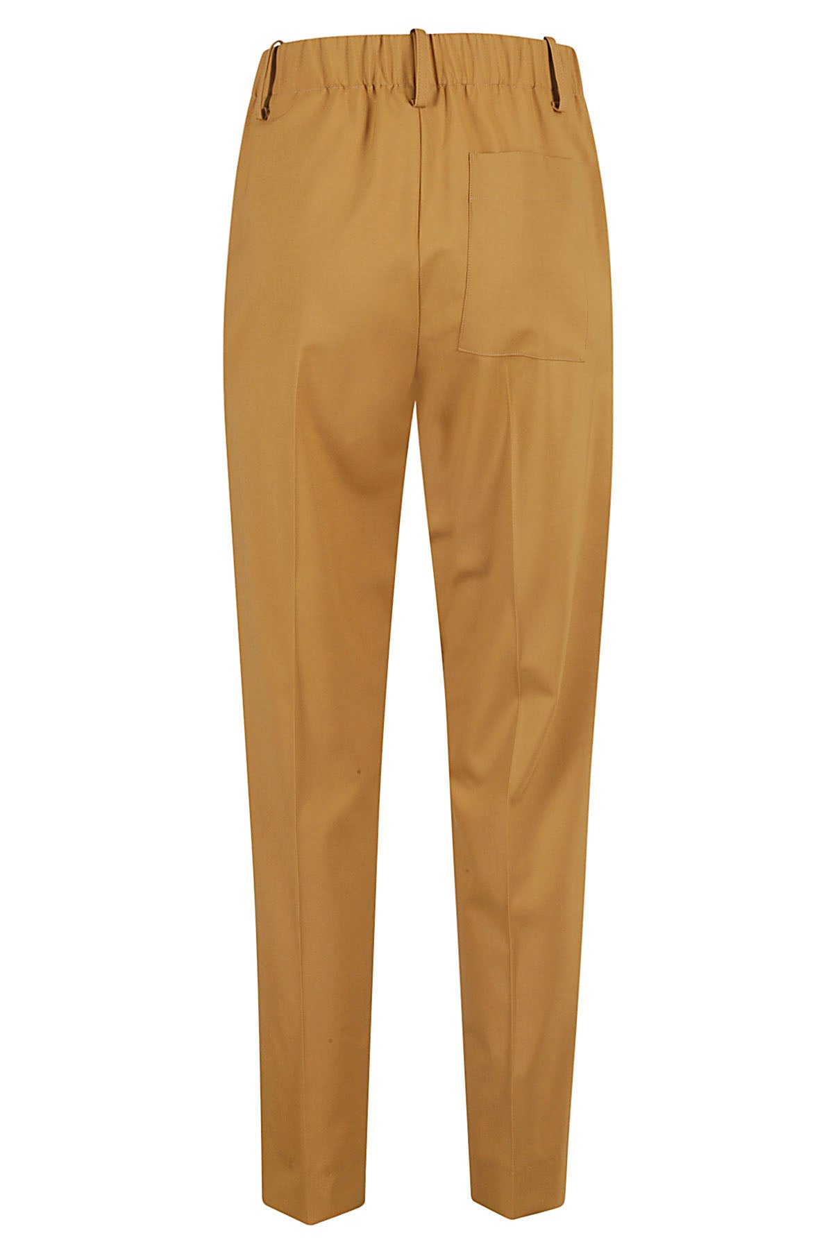 Pantalone Tela Di Lana Vita Brown Vergine Elastan Pantaloni