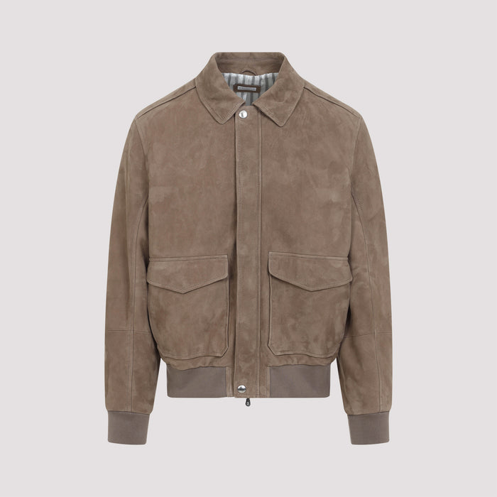 Leather Bomber Jacket Nude & Neutrals Suede