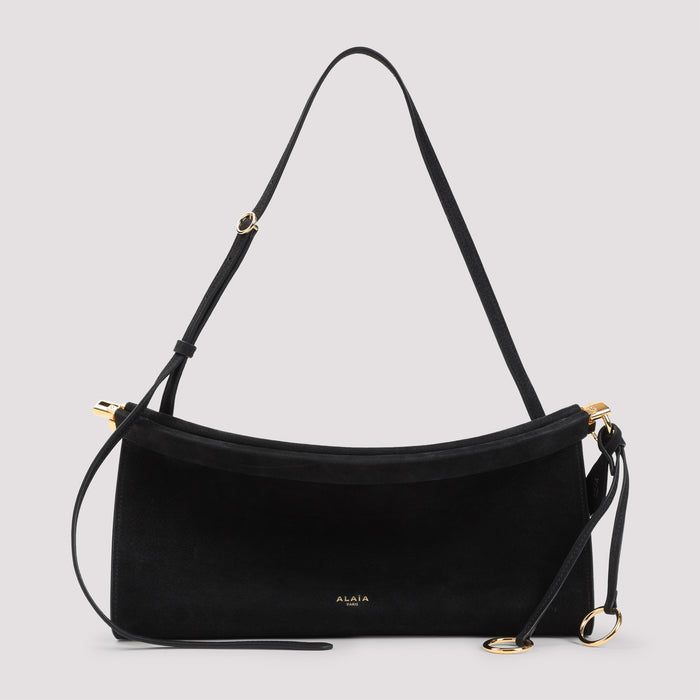 East West M Shoulder Bag Black Nabuk Calf Leather