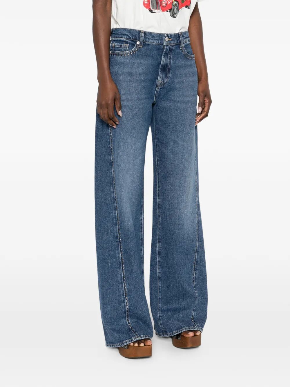 Twisted Lotta Street Wise With Studs Blue Cotton Elastane Jean