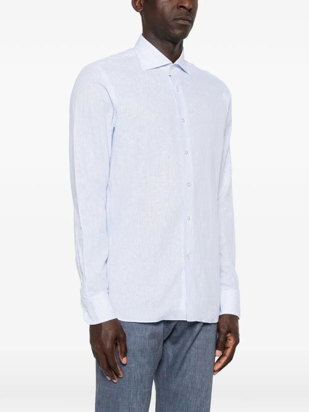 Shirt Blue Cotone Lino