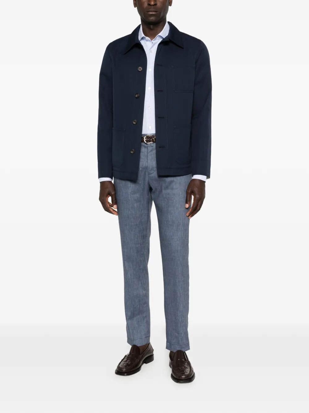 Shirt Blue Cotone Lino