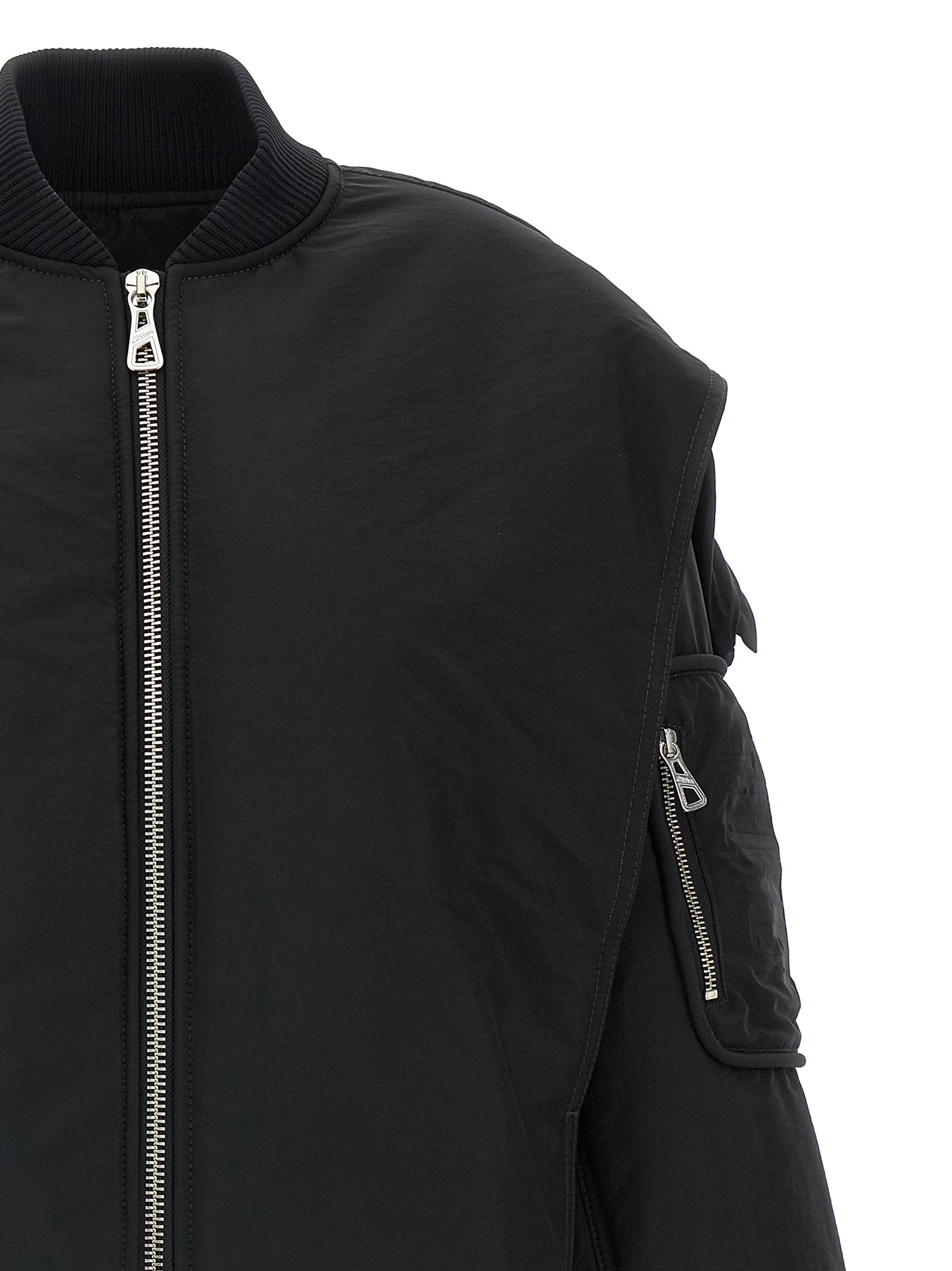 The Hooded Bomber jacket Black Polyurethane Down Jacket, Parka, Casual
