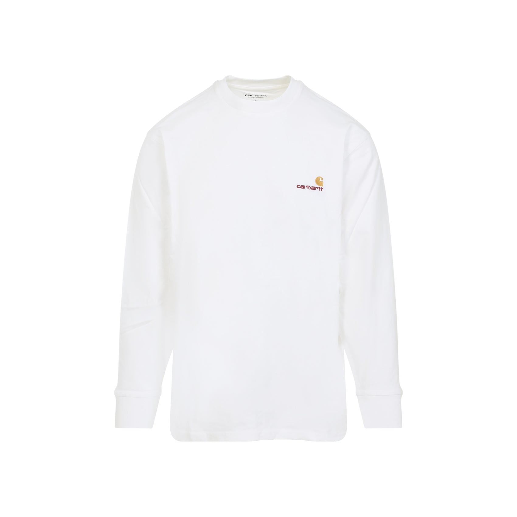 Ls American Script T-Shirt White Organic Cotton Tshirt